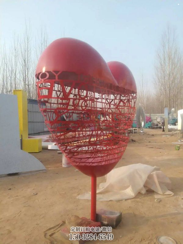 烤漆心形球雕塑 彩绘剪纸雕塑 现代雕塑 烤漆心形球雕塑 彩绘剪纸雕塑 现代雕塑